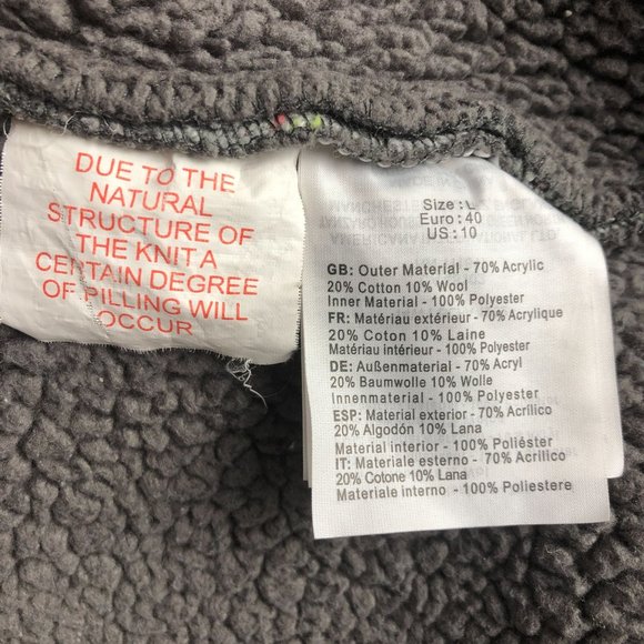 Bench Women's Size Large Grey Fleece Lined Wool Blend Full Zip Knit Jacket - Picture 9 of 10